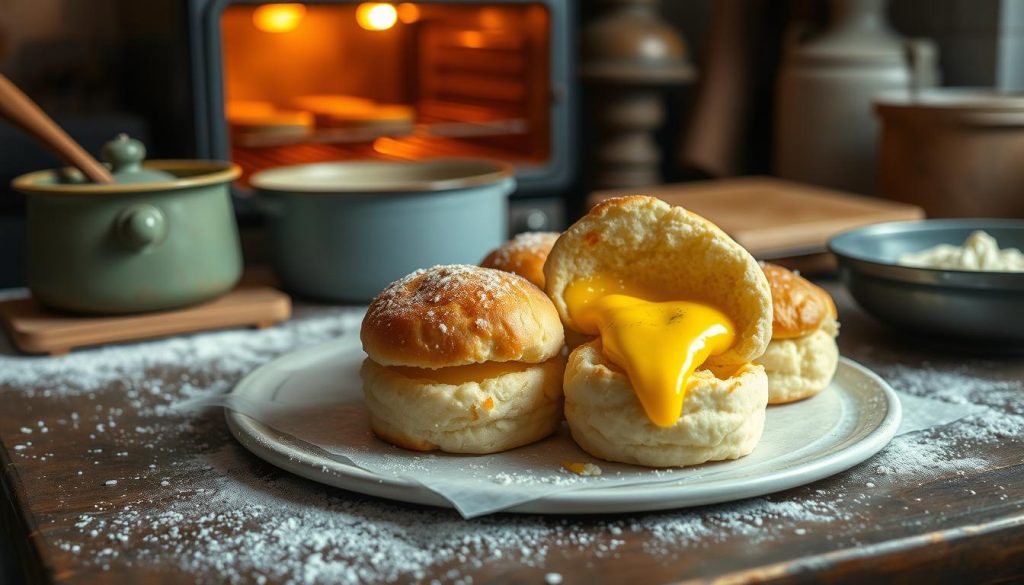 Baking Pillsbury Biscuit Garlic Butter Cheese Bombs