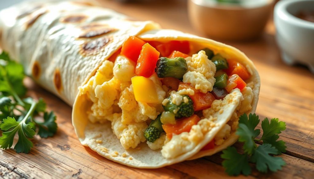 Breakfast Burrito with Scrambled Eggs and Veggies