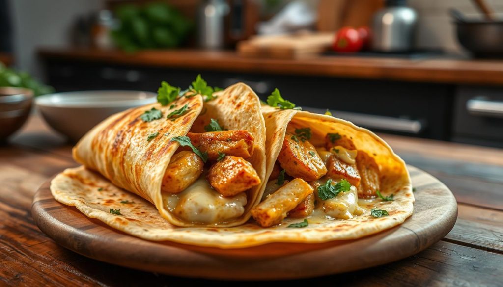 Cheesy Garlic Chicken Wraps