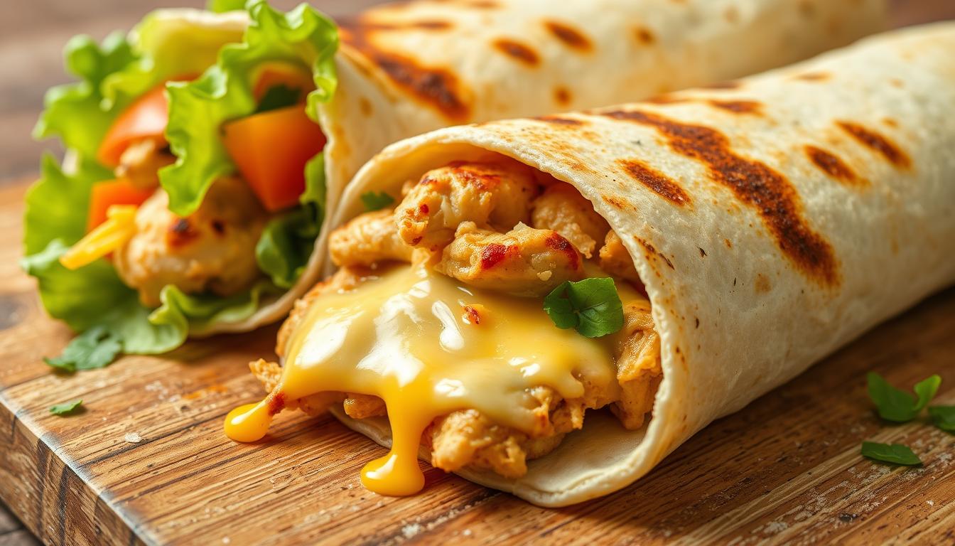 Cheesy Garlic Chicken Wraps