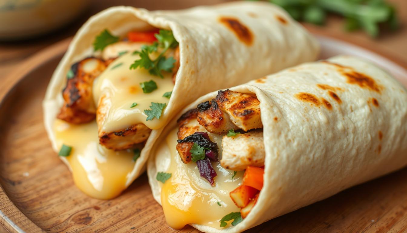 Cheesy Garlic Chicken Wraps