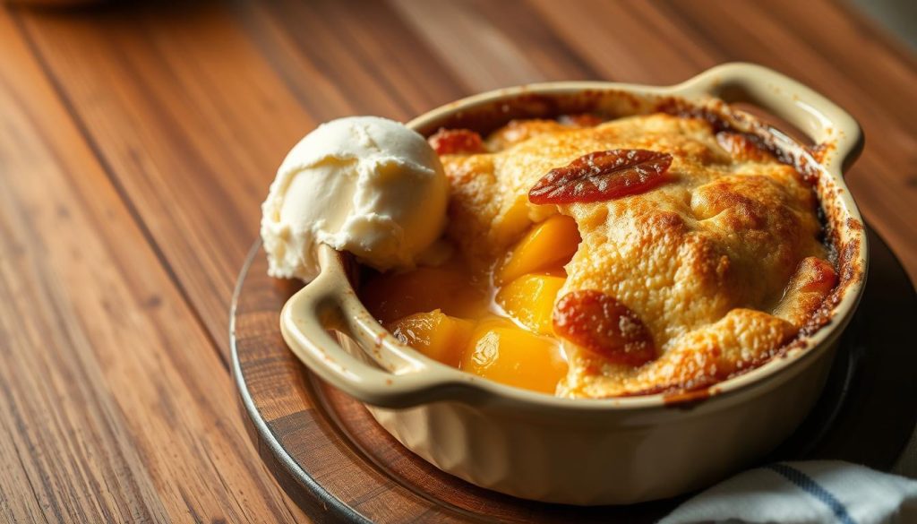 Classic old-fashioned peach cobbler