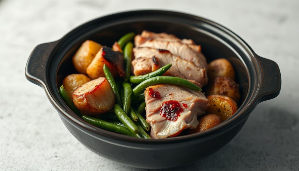 Crockpot Ham, Green Beans, and Potatoes