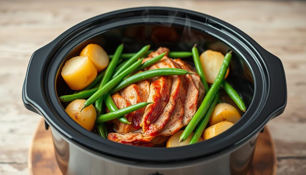 Crockpot ham and vegetables