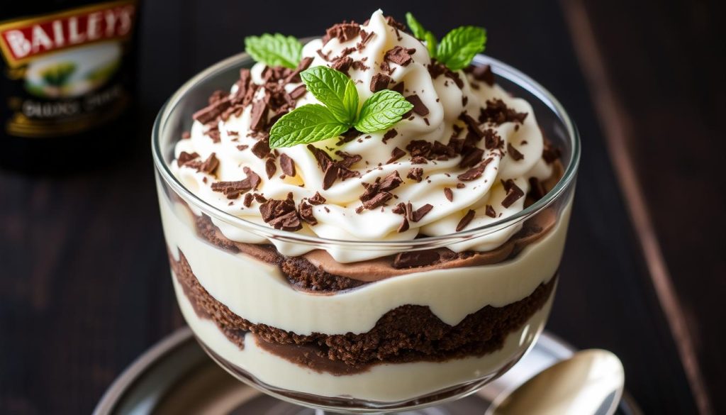 Garnished Baileys Chocolate Cheesecake Trifle