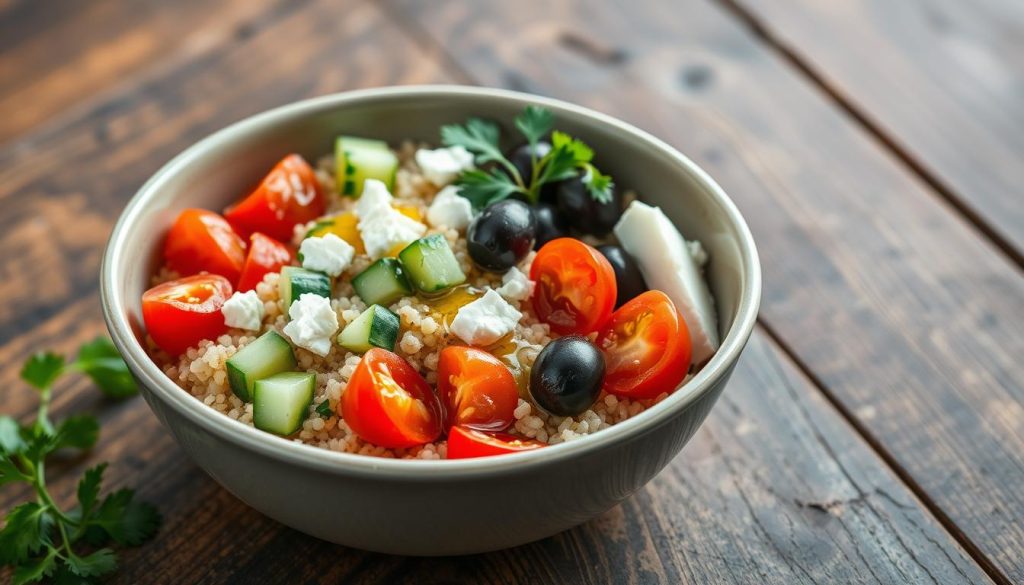 Mediterranean quinoa breakfast bowl