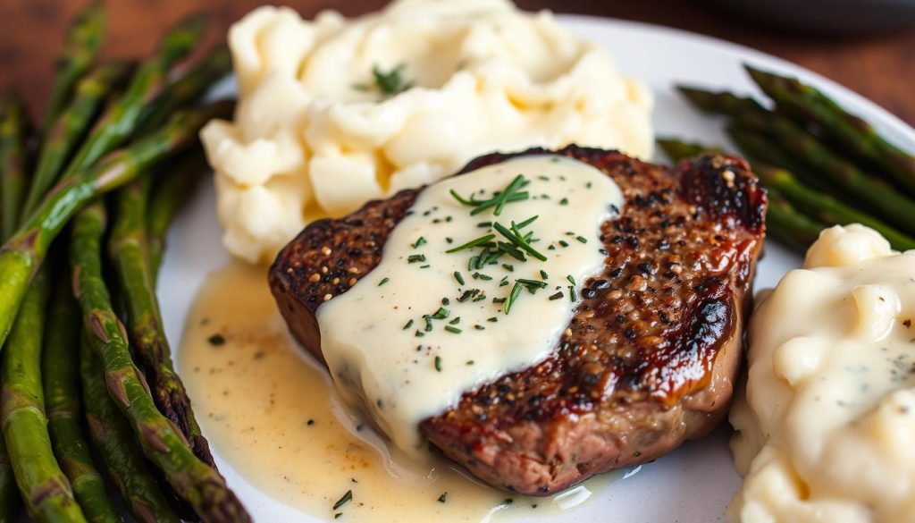 Peppercorn Steak with Creamy Sauce