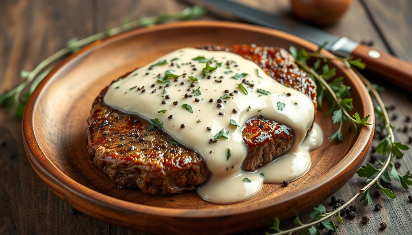 Peppercorn Steak with Creamy Sauce