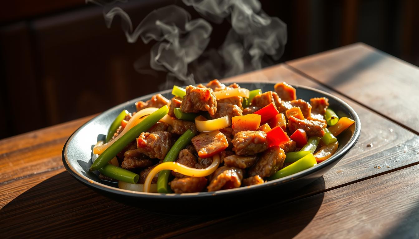 Sizzling Chinese Pepper Steak with Onions