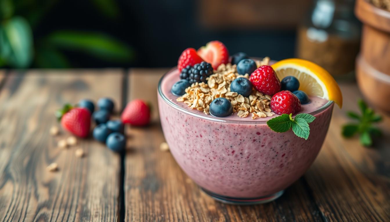 Smoothie Bowl with Granola and Fresh Fruit