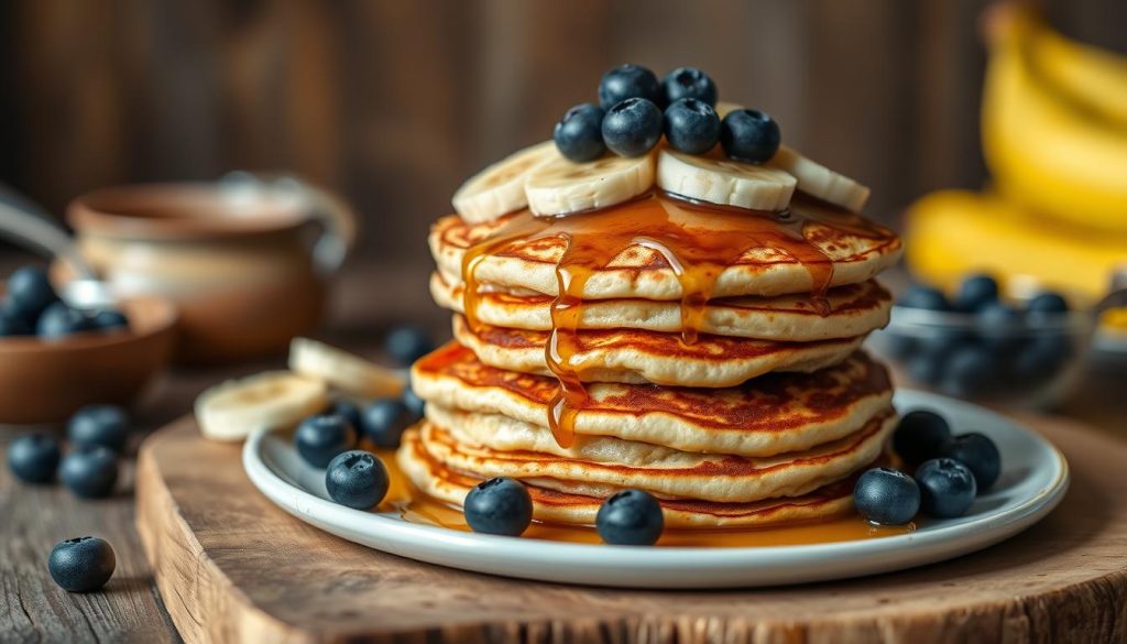 banana and blueberry pancakes