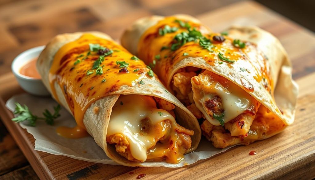 cheesy chicken wraps