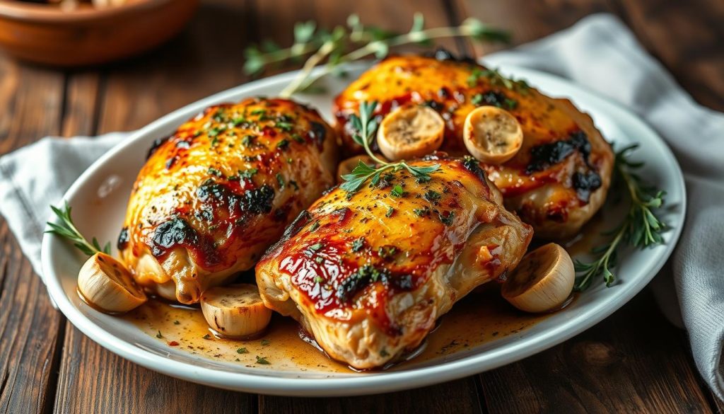 garlic herb roasted chicken thighs