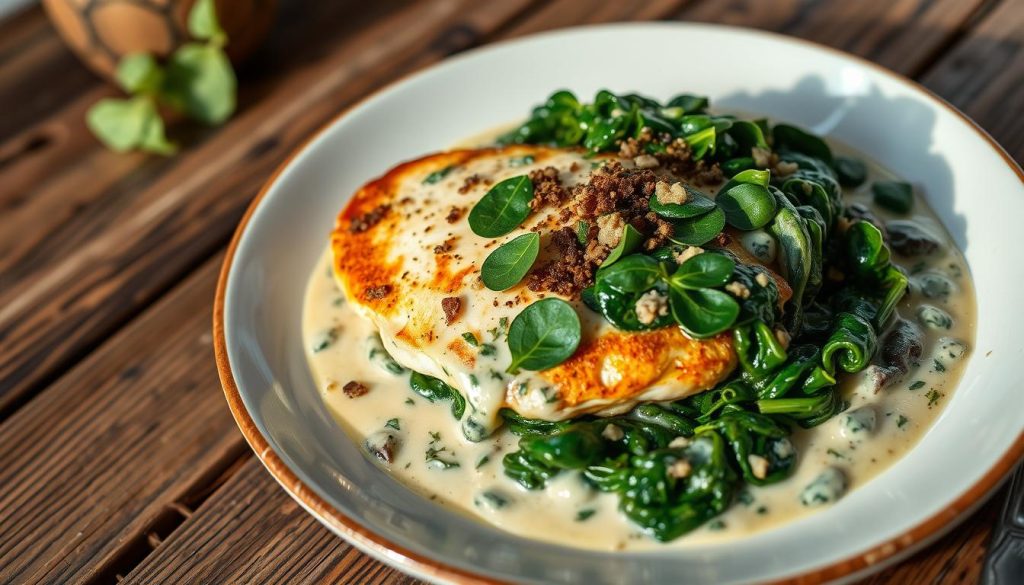 Chicken Florentine dish