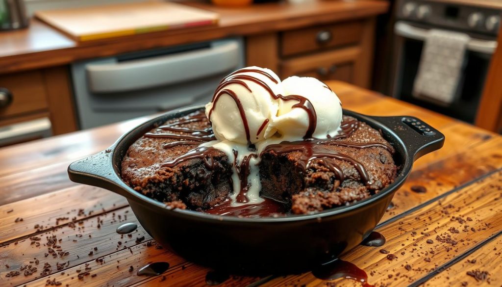 Chocolate Skillet Cake with Ice Cream