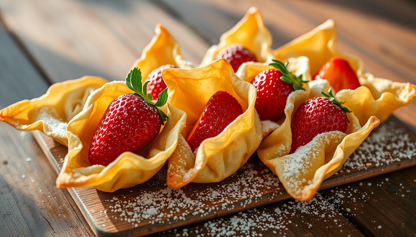 Crispy Strawberry Wontons