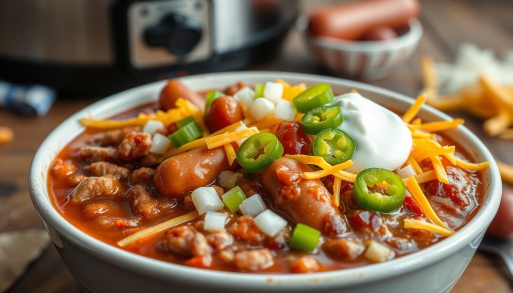 Crockpot hot dog chili variations