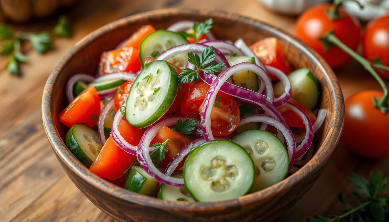 Marinated Cucumber, Onion, and Tomato Salad