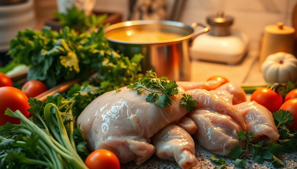 Preparing Chicken and Broth