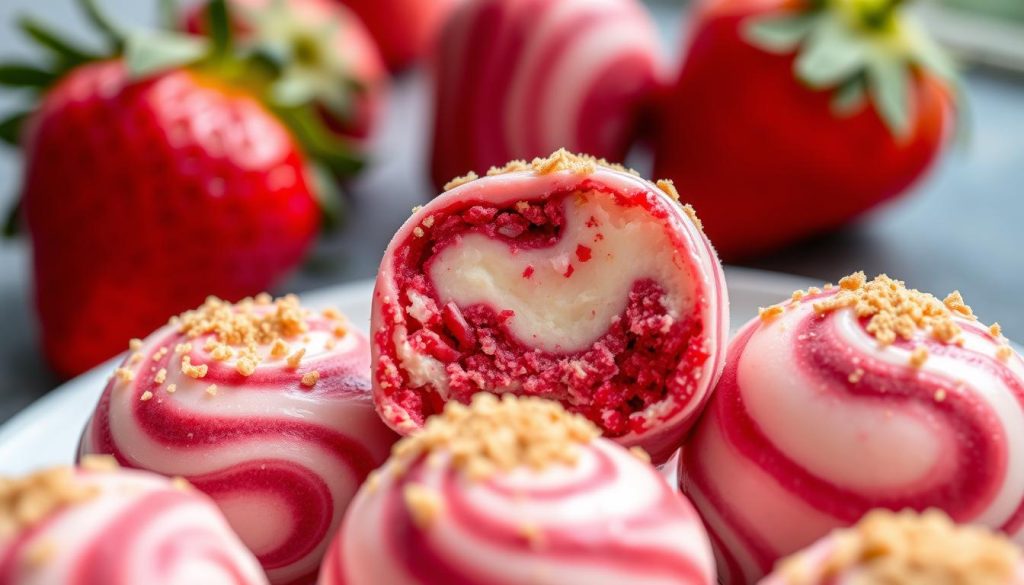 Strawberry Velvet Cheesecake Truffles