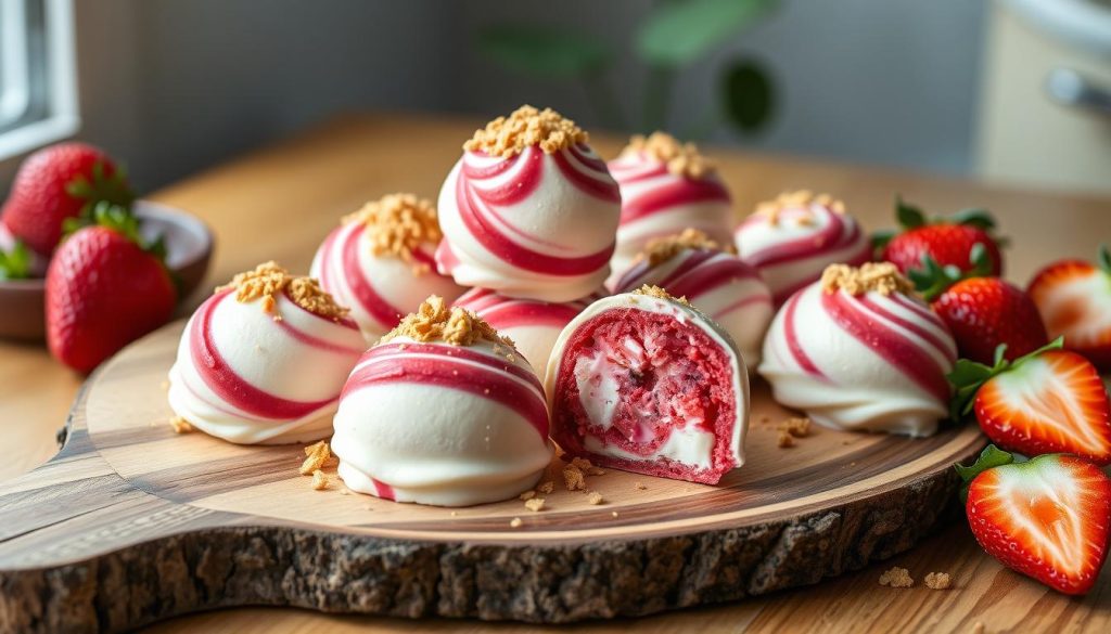 Strawberry Velvet Cheesecake Truffles