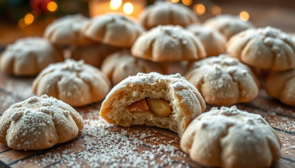 filled almond snow cookies